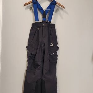 Kids Black Snow Pants with Blue Straps